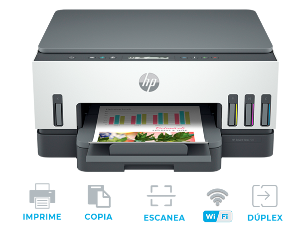 Impresora HP Smart Tank 720 Multifunción WIFI Dúplex