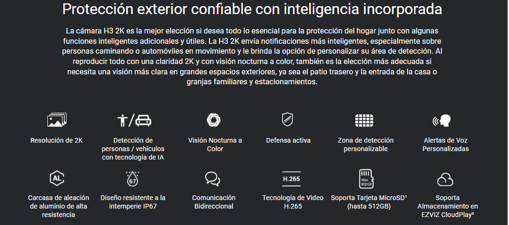 Camara EZVIZ Exteriores 2k Vision Nocturna a color, Wifi