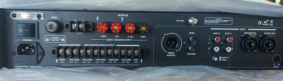 Amplificador England Sound 6 zonas 250W USB/SD/MP3/BT