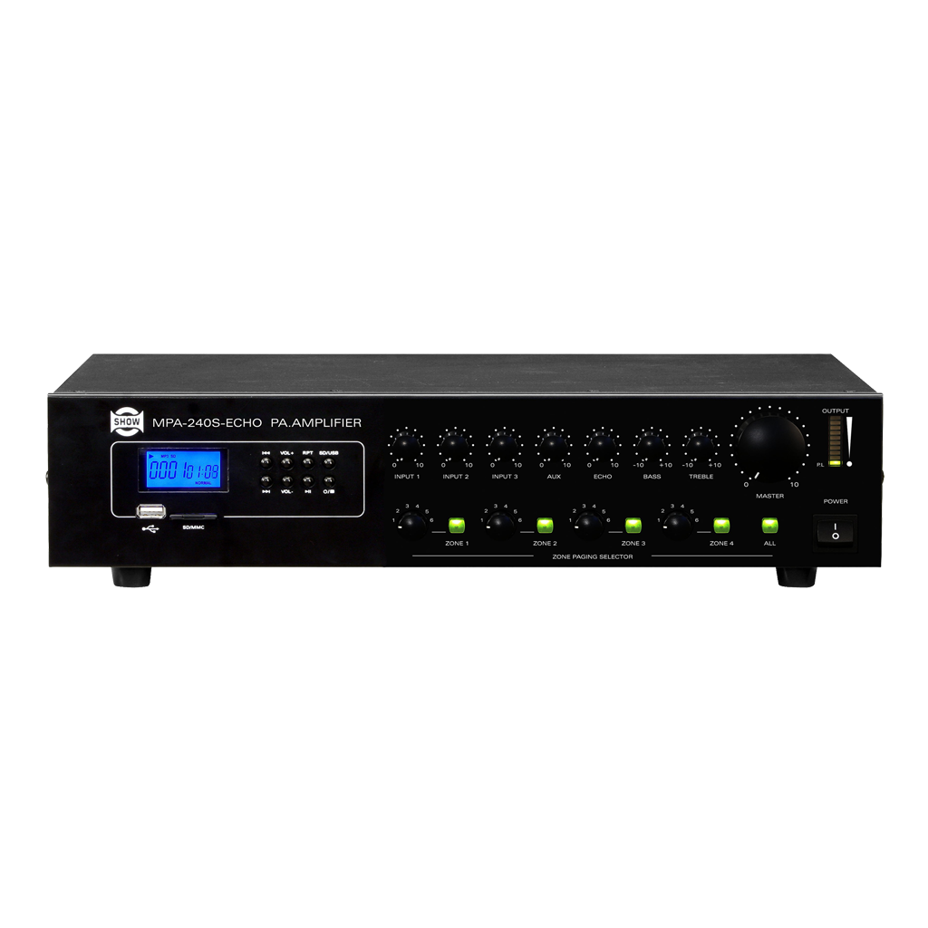 Amplificador Show 4 zonas 240W USB/SD/MP3/MMC