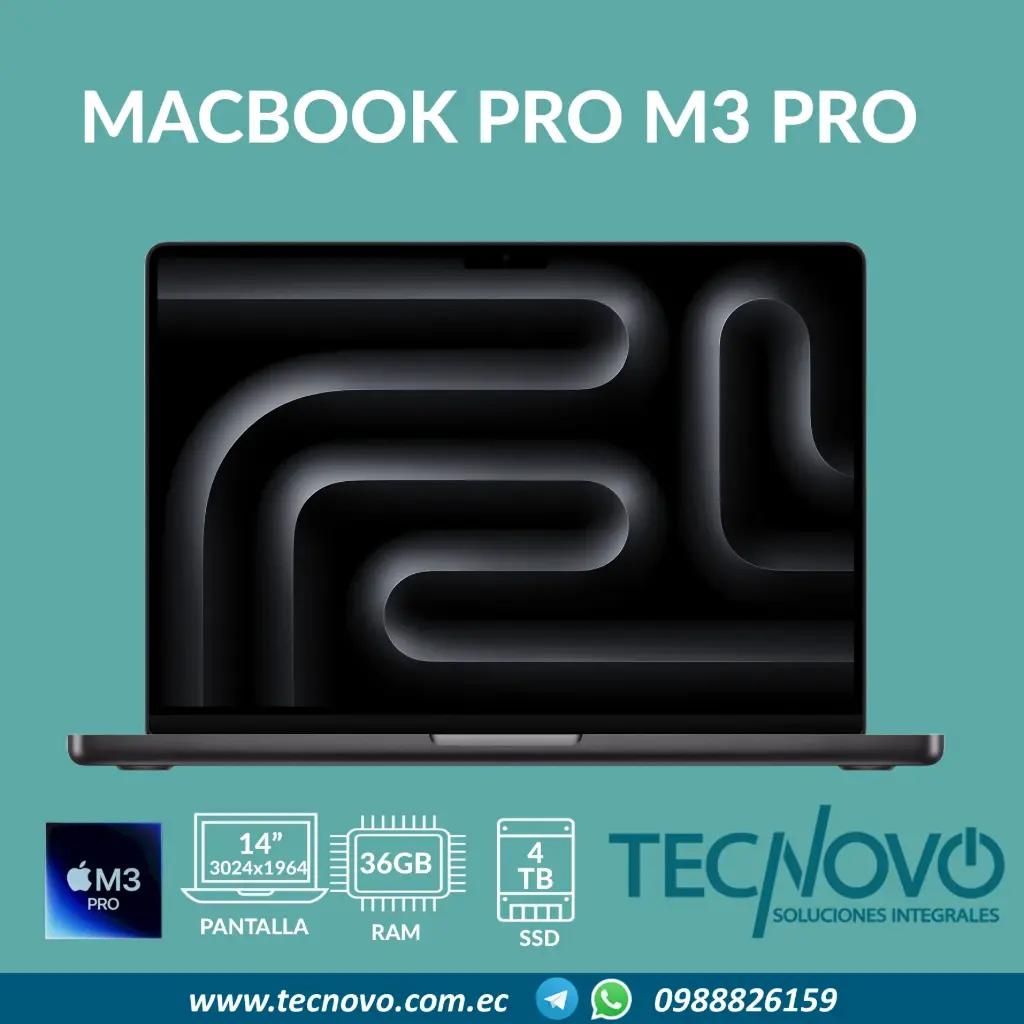 Laptop APPLE MacBook Pro M3 Pro CHIP 12-core 18-core GPU 36GB 4TB SSD 14.2"