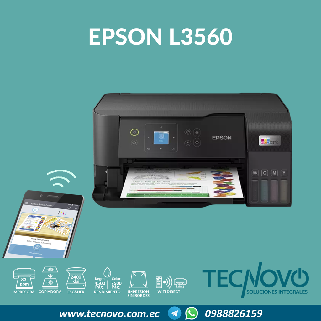 Impresora EPSON L3560 Multifunción Color WIFI LCD