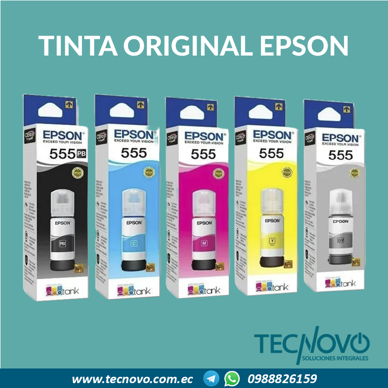 Tinta EPSON Original T555 Color para modelos EcoTank L8160, L8180 