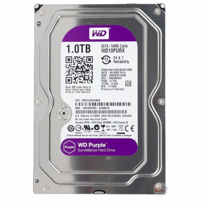 Disco duro WESTERN DIGITAL SATA Purple 1TB 