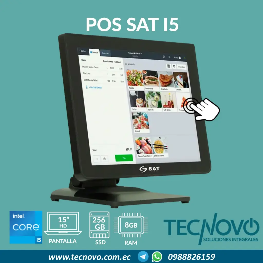 Computador Todo en Uno POS SAT Intel Core I5 8G 256GB 15" TÁCTIL WIFI