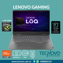 Laptop LENOVO LOQ 15ARP9 AMD RYZEN 5 7235HS 12GB 512GB-SSD RTX 3050 6GB 15.6" FHD
