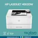Impresora HP Monocromática LaserJet Pro 4003dw Duplex Wifi