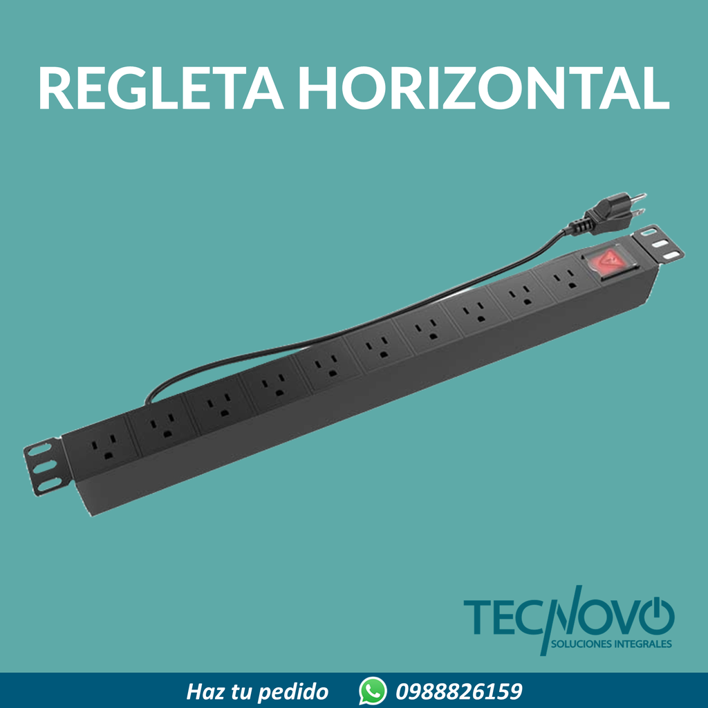 Regleta horizontal NEXXT de 9 tomas 125V 15A