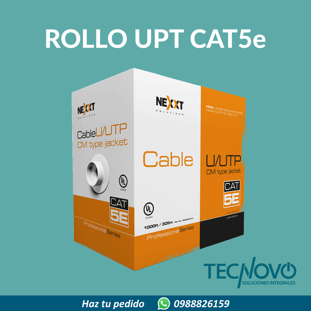 Rollo de cable UTP NEXXT CAT5e 305 metros 24AWG