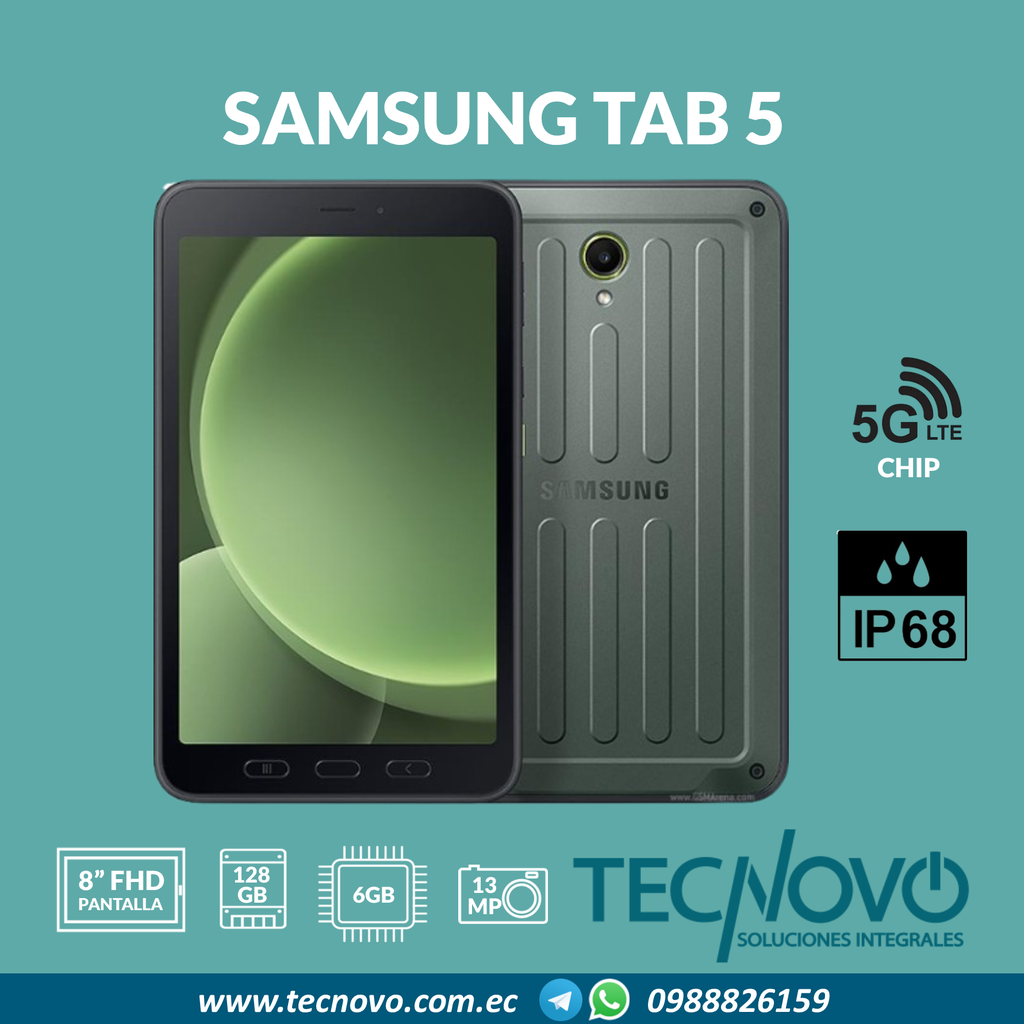 Tablet SAMSUNG TAB 5 IP68 6GB 128GB 8" LTE 5G
