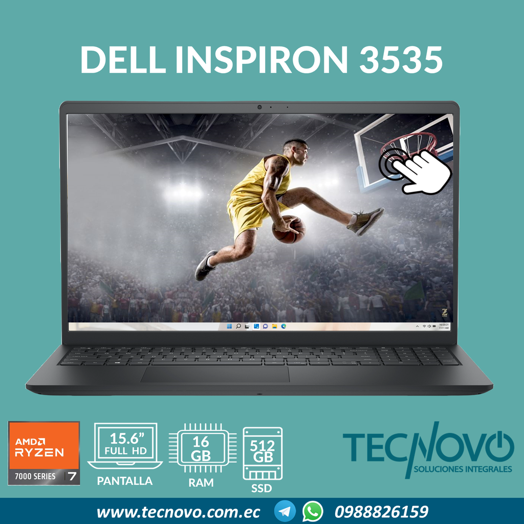 Laptop DELL Inspiron 3535 Ryzen 7-7730U 16GB 512GB SSD 15.6" FHD TACTIL