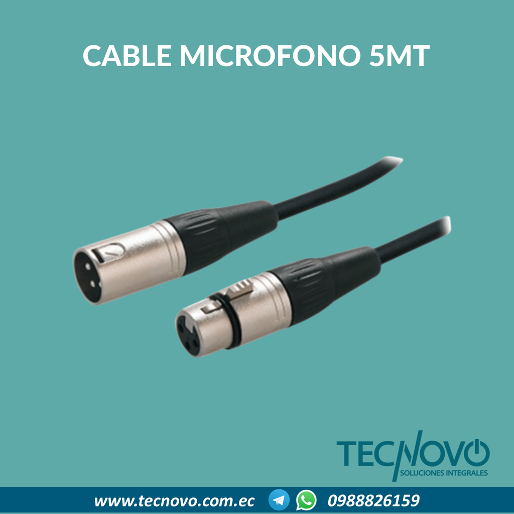 Cable de micrófono ROXTONE Canon XLR macho a Canon XLR hembra 5 mts