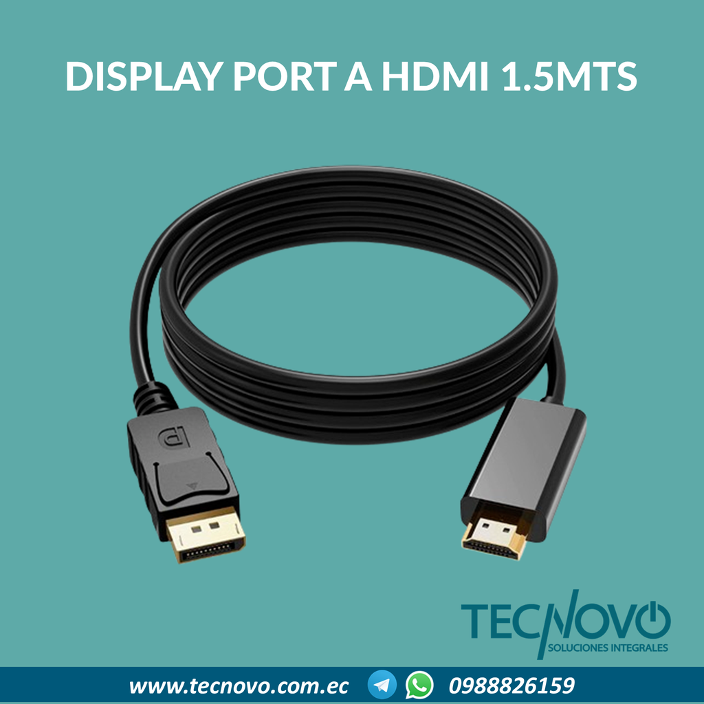 Cable Display port a HDMI 1.5 mts
Full HD 1080p