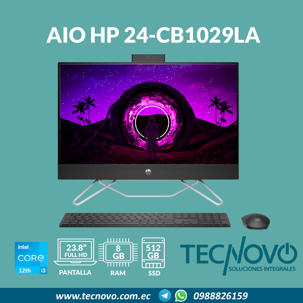 Computador AIO HP 24-cb1029la  Intel Core I3-1215U 8GB 512GB-SSD 23.8" FHD