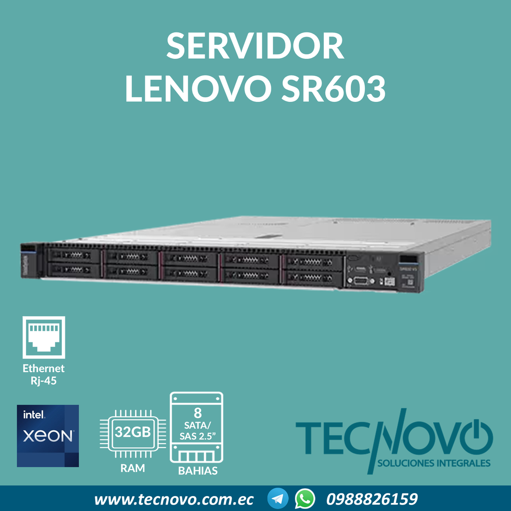 Servidor LENOVO SR603 V3 XEON GOLD 4516S 16 núcleos 32GB 