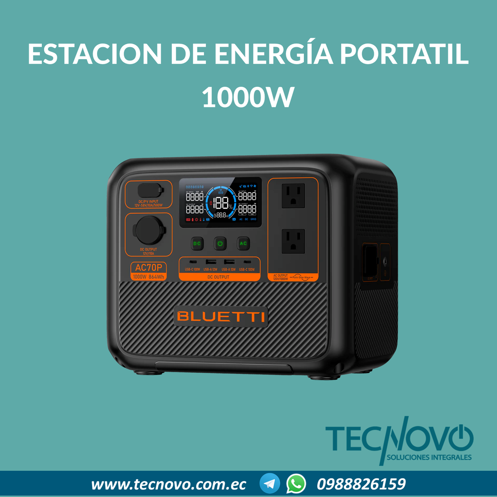 Estación de energía portátil BLUETTI 1000W 864Wh