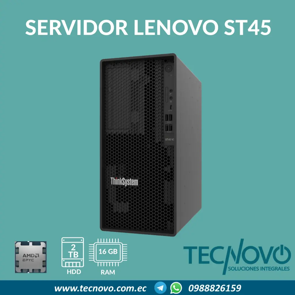 Servidor Lenovo ThinkSystem ST45 V3 16GB 2TB SATA
