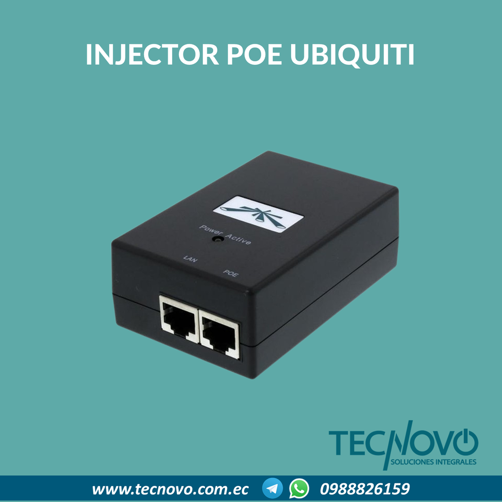 Inyector POE Ubiquiti POE-48-24W-G 48V 24W 0.5A Puerto Gigabit