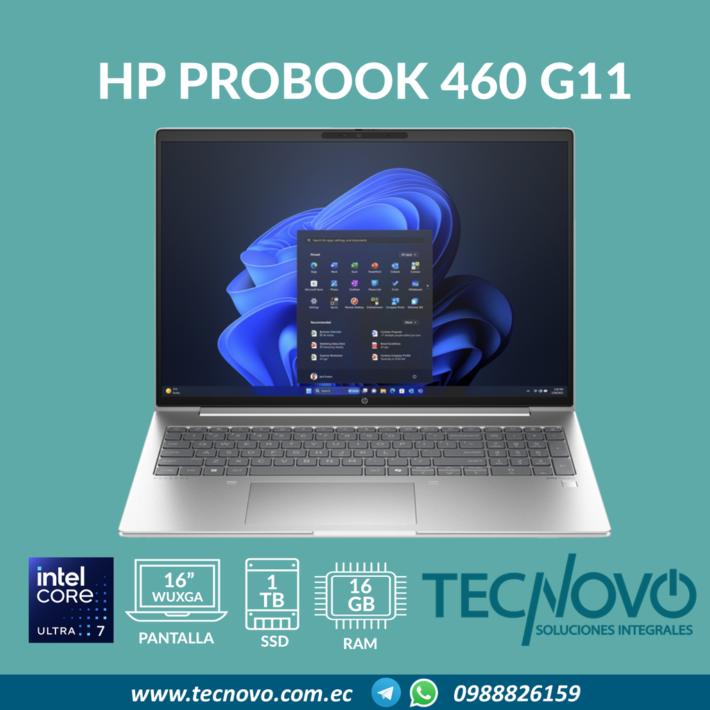 Laptop HP ProBook 460 G11 Intel Ultra 7-155U 16GB 1TB-SSD 16" FHD