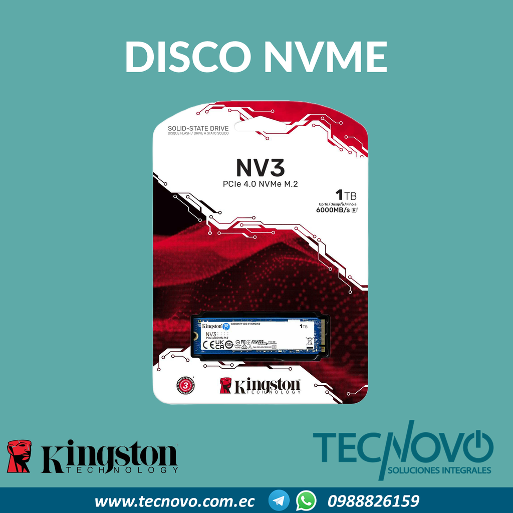 Disco KINGSTON NVMe 1TB Interno 2280 NV3