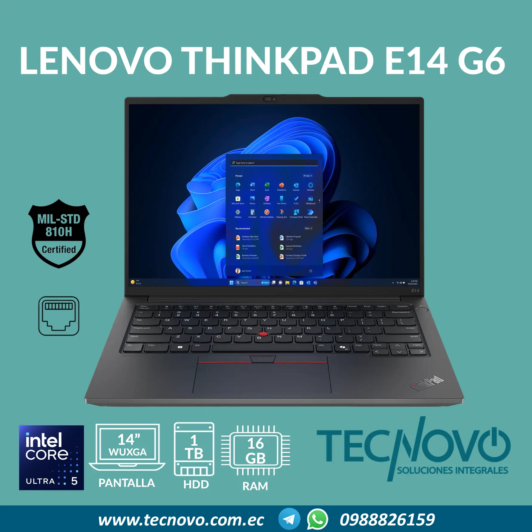 Laptop LENOVO ThinkPad E14 G6 Intel Core Ultra 5-125U 16GB 1TB-SSD
