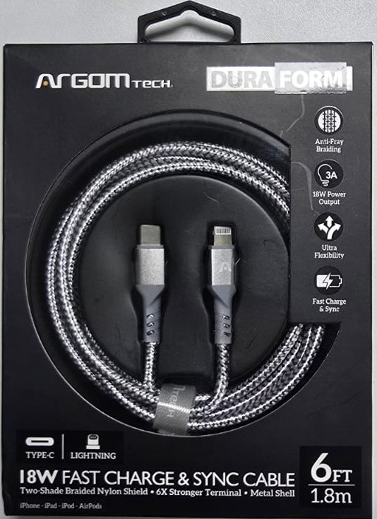 Cable USB ARGOM tipo C a Lightning (2mts)