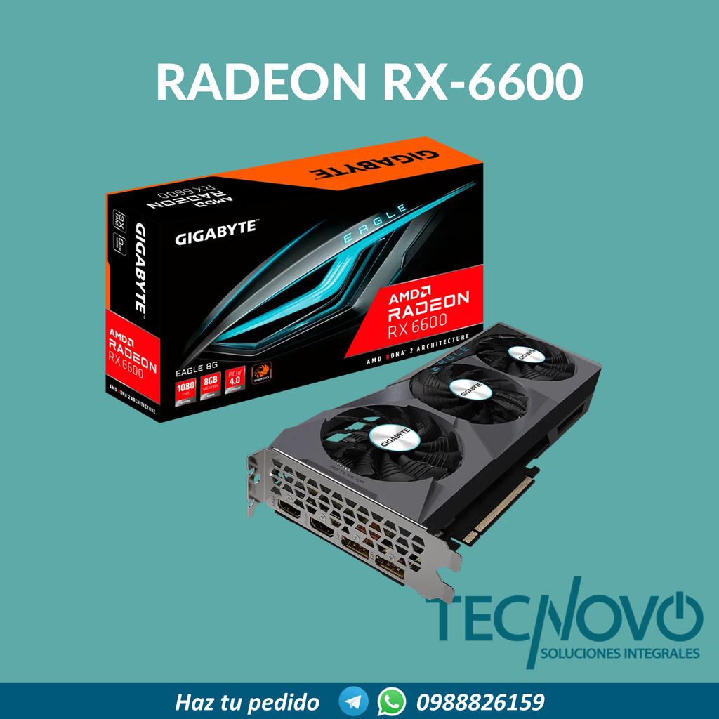 Tarjeta de video GIGABYTE Radeon RX-6600 EAGLE 8G 8GB GDDR6 2DP 2HDMI PCI EXP. 4.0X8 