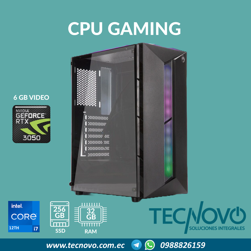 CPU Gaming I7 Gen12 32GB DDR4 250GB VID-6GB RTX3050