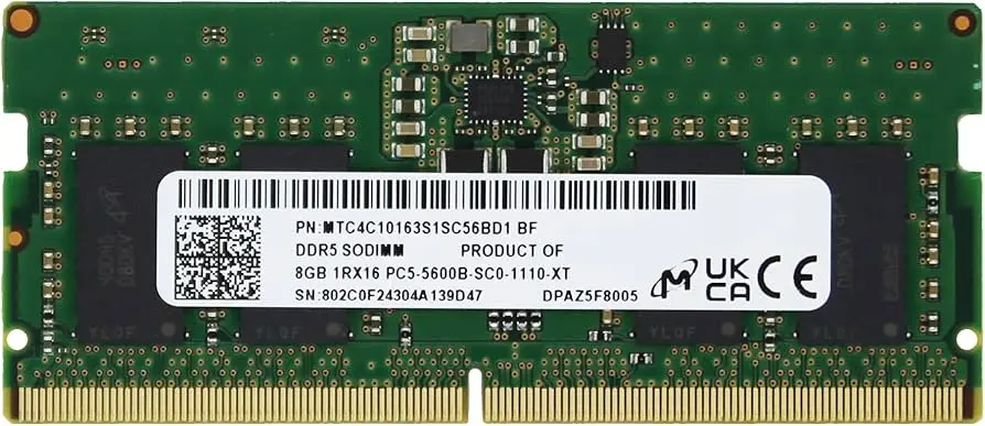 Memoria RAM MICRON DDR5 8GB 5600Mhz SODIMM Laptop Open box