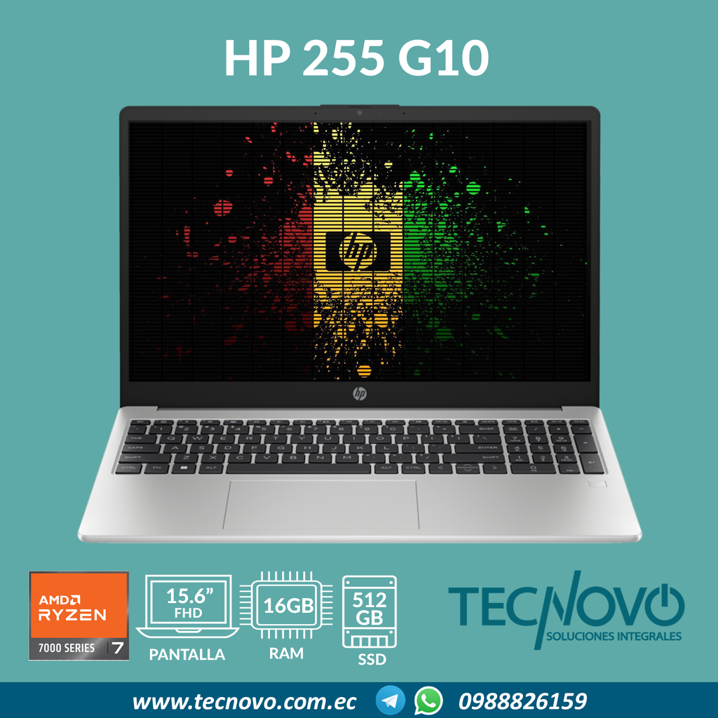Laptop HP 255 G10 AMD Ryzen 7-7730U 16GB 512GB-SSD 15.6" FHD