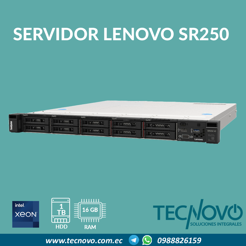 Servidor Lenovo ThinkSystem SR250 Xeon E-2314 16GB 1TB 
