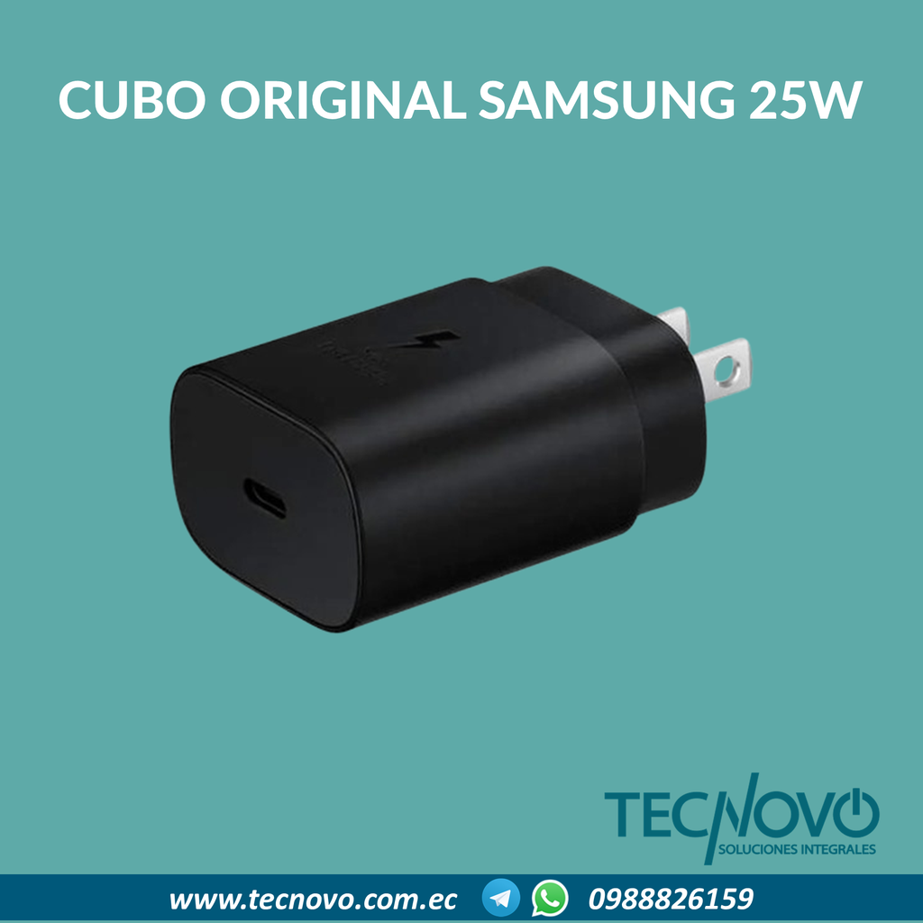 Cargador Samsung Original Cubo Tipo C Carga Rápida 25w USB (TA-800) sin caja, sin cable