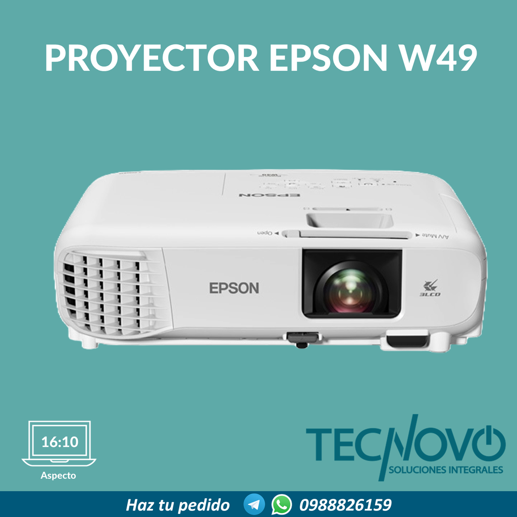 Proyector EPSON PowerLite W49 3800 lúmenes