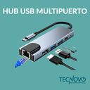 HUB TREQA Multipuertos USB-C 5 EN 1 A USB-C 2USB-3.0 ETHERNET HDMI 