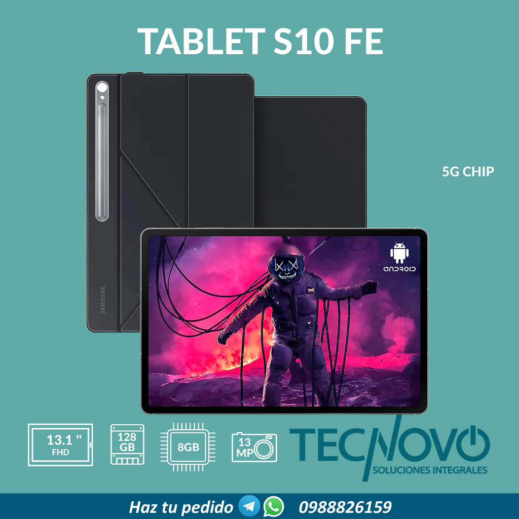 Tablet Samsung Tab S10 FE PLUS 8GB 128GB 13.1" Wifi-5G LTE, Incluye Lápiz + case