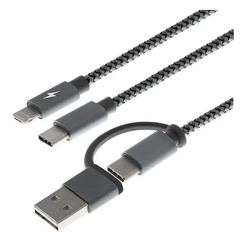 Cable XTECH XTC-560 5 en 1 Cable USB tipo A o tipo C. Salida: 2 en 1 (Micro USB + Lightning) / USB Tipo-C