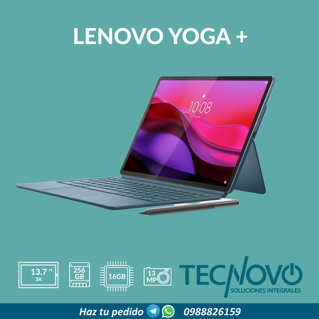  Tablet LENOVO YOGA Tab Plus TB-520FU 16GB 256GB 12.7" 3K + Teclado y Lápiz 