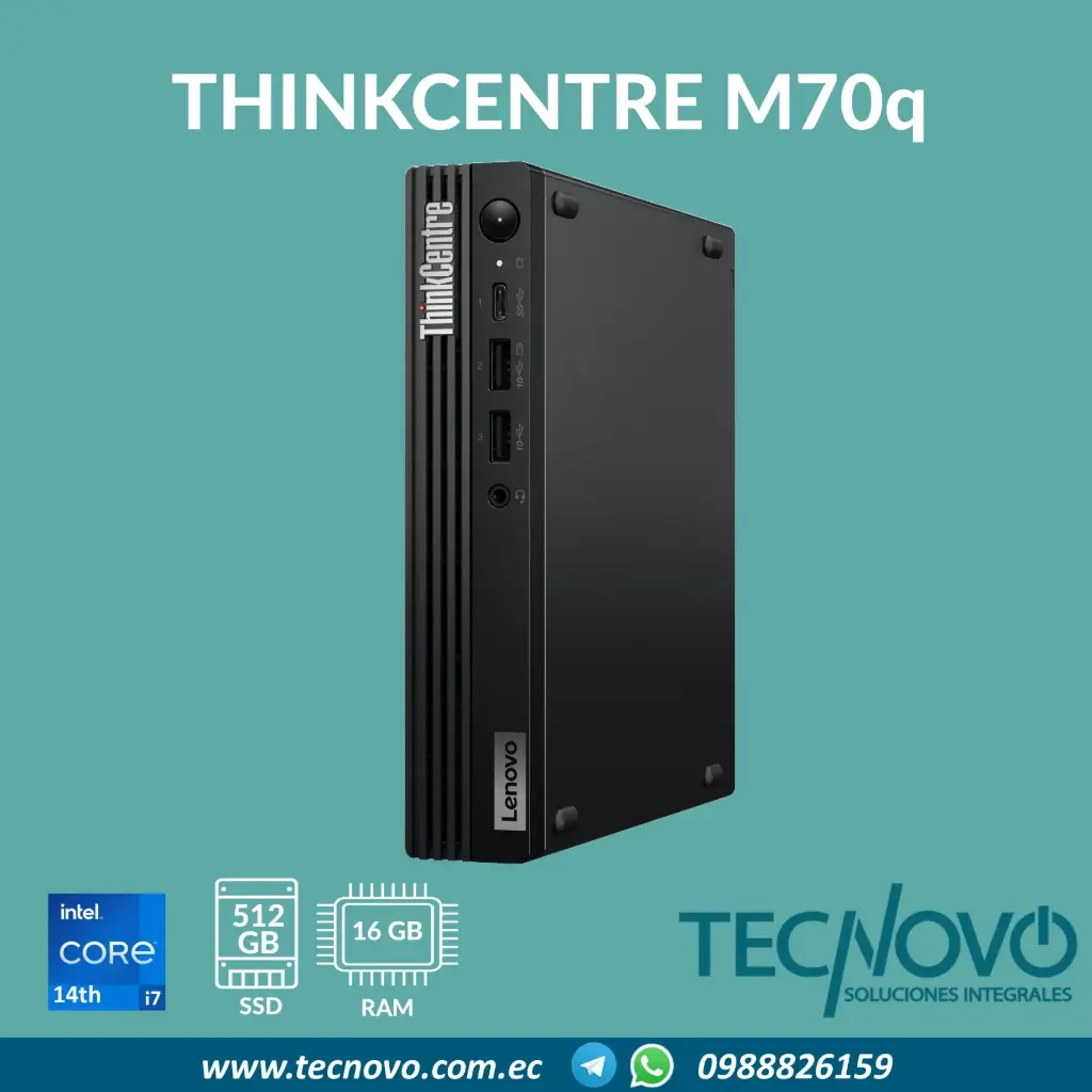 Computador LENOVO ThinkCentre M70q Intel Core I7-14700T 16GB 512GB SSD