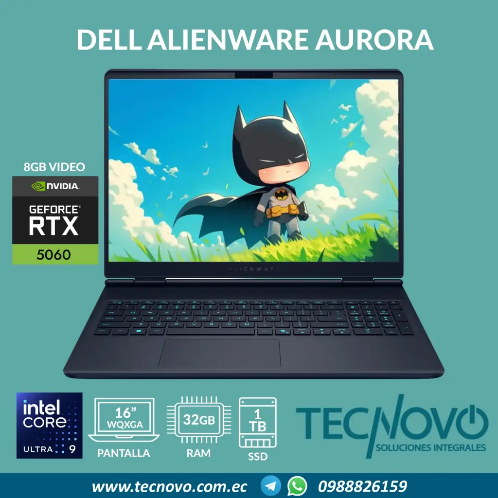 Laptop DELL Alienware Aurora 16 AC16250 Intel Ultra 9-270H 32GB 1TB SSD RTX-5060 8GB 16" WQXGA 120Hz