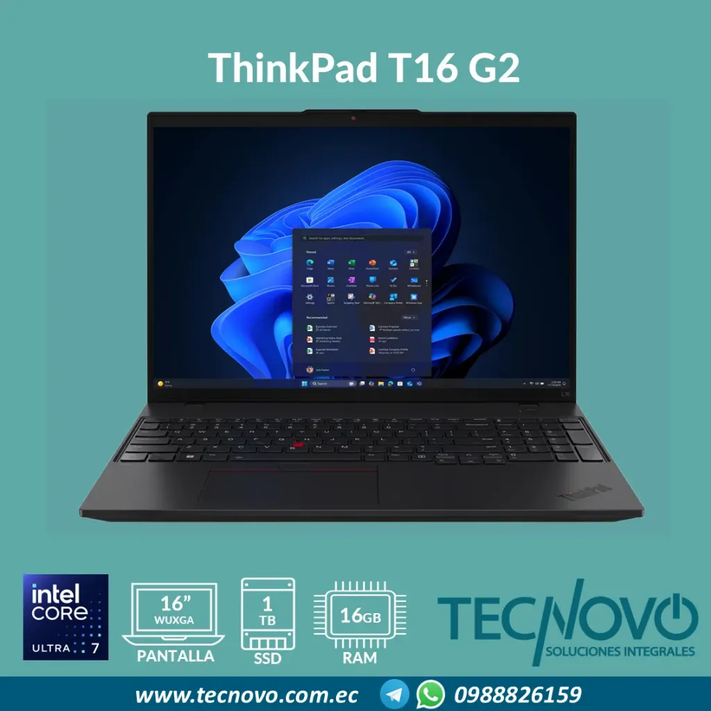 Laptop LENOVO ThinkPad T16 Gen 2 Intel Core Ultra 7 255U 16GB 1TB-SSD 16" WUXGA