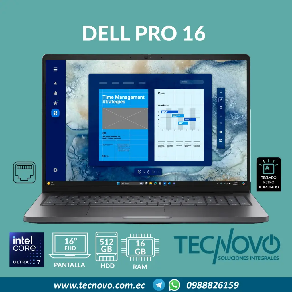 Laptop DELL Pro Intel Core 7 150U 16GB 512GB SSD 16" FHD