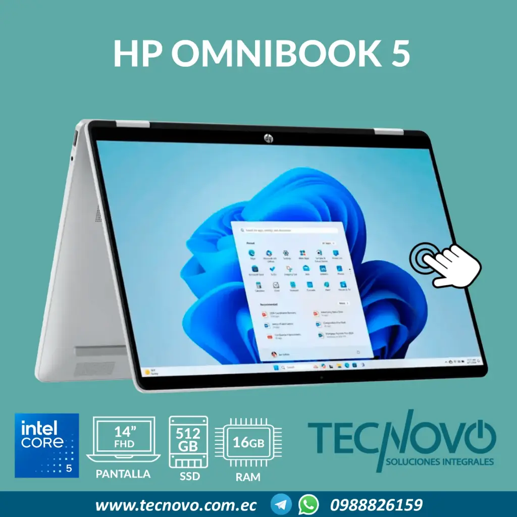 Laptop HP Omnibook 5 Flip 14-fp0023dx Intel Core 7 150U 16GB 512GB 14" TOUCH 2K + LAPIZ