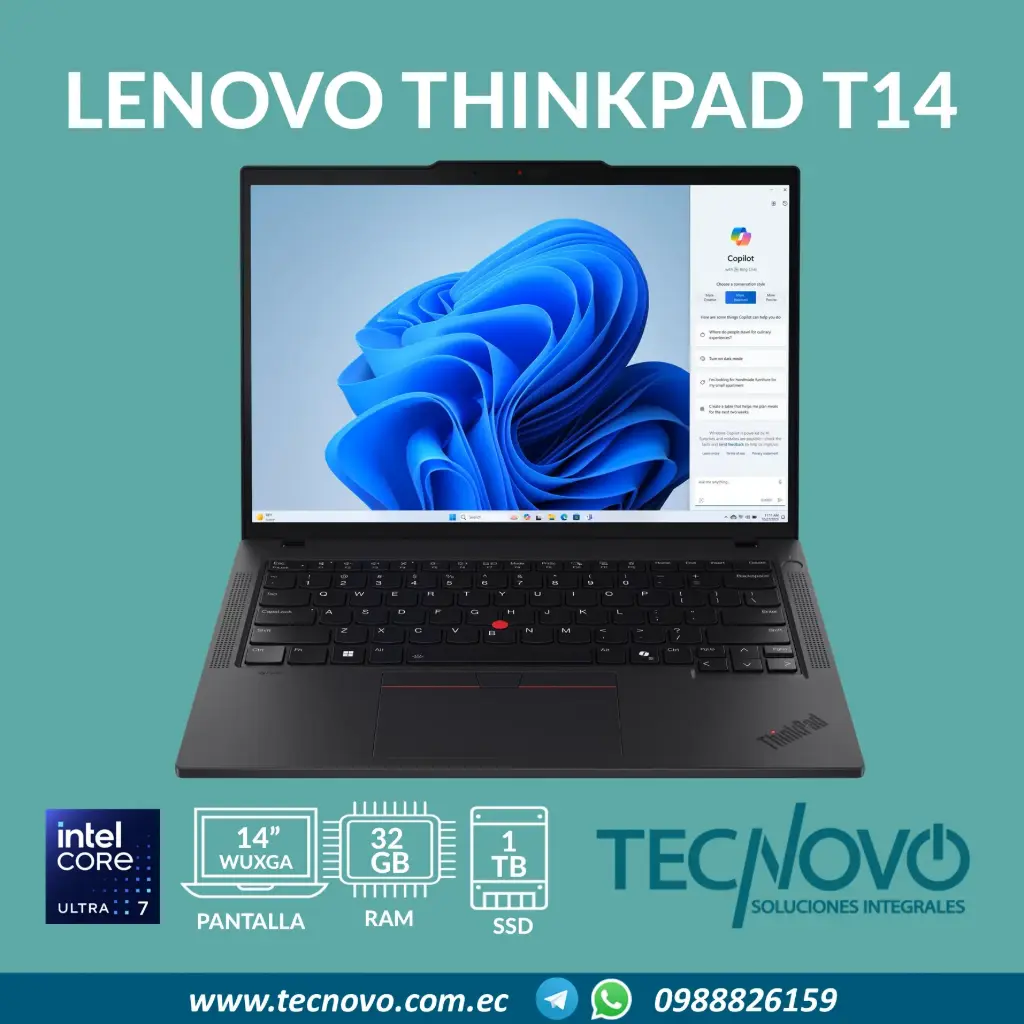 Laptop LENOVO Thinkpad T14 G5 Intel Core Ultra 7-155U 32GB DDR5 1TB-SSD 14" WUXGA