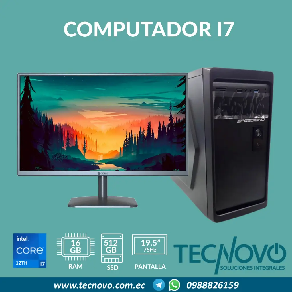 Computador CPU Intel I7-12700 16GB 512GB-SSD W11 PRO + MONITOR 19.5"