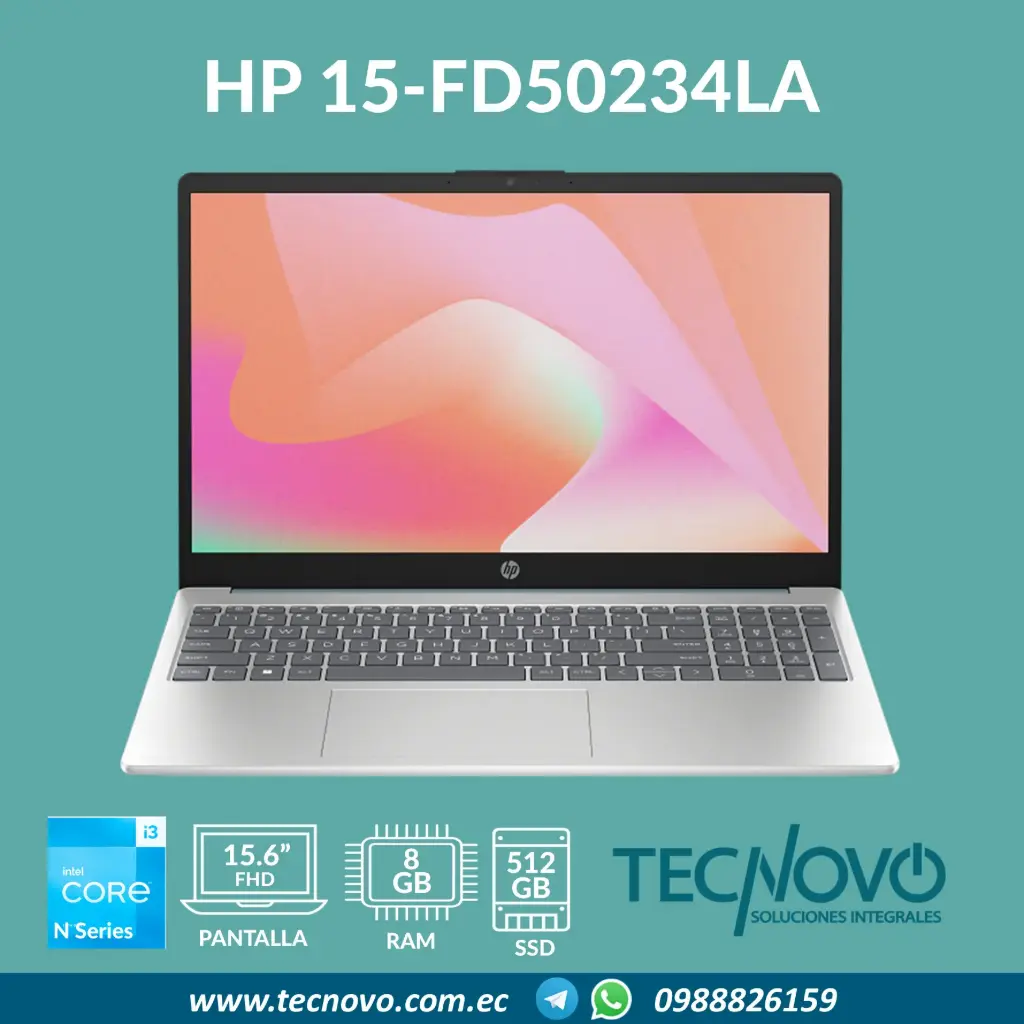 Laptop HP 15-fd0234la Intel Core I3-N305 8GB 512GB SSD 15.6" FHD