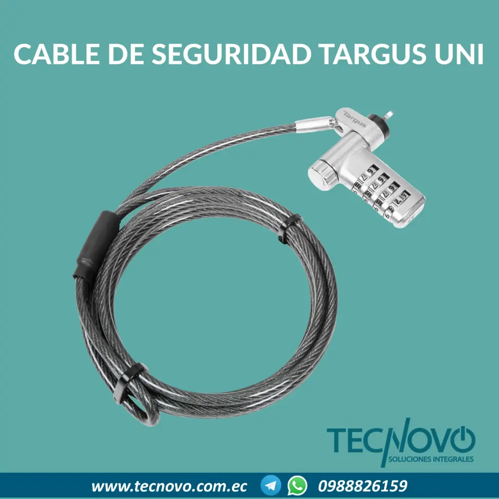 Candado universal TARGUS con combinación ajustable y cabezal adaptable