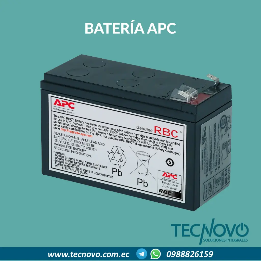 Cartucho de baterías de recambio RBC #17 de APC 9Ah 12Vdc
