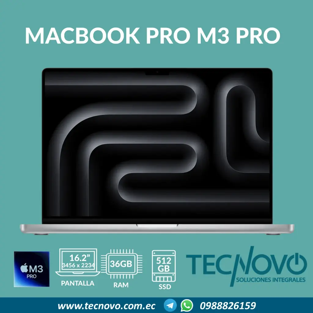 Laptop APPLE MacBook Pro M3 Pro CHIP 12-core 18-core GPU 36GB 512GB SSD 16.2"