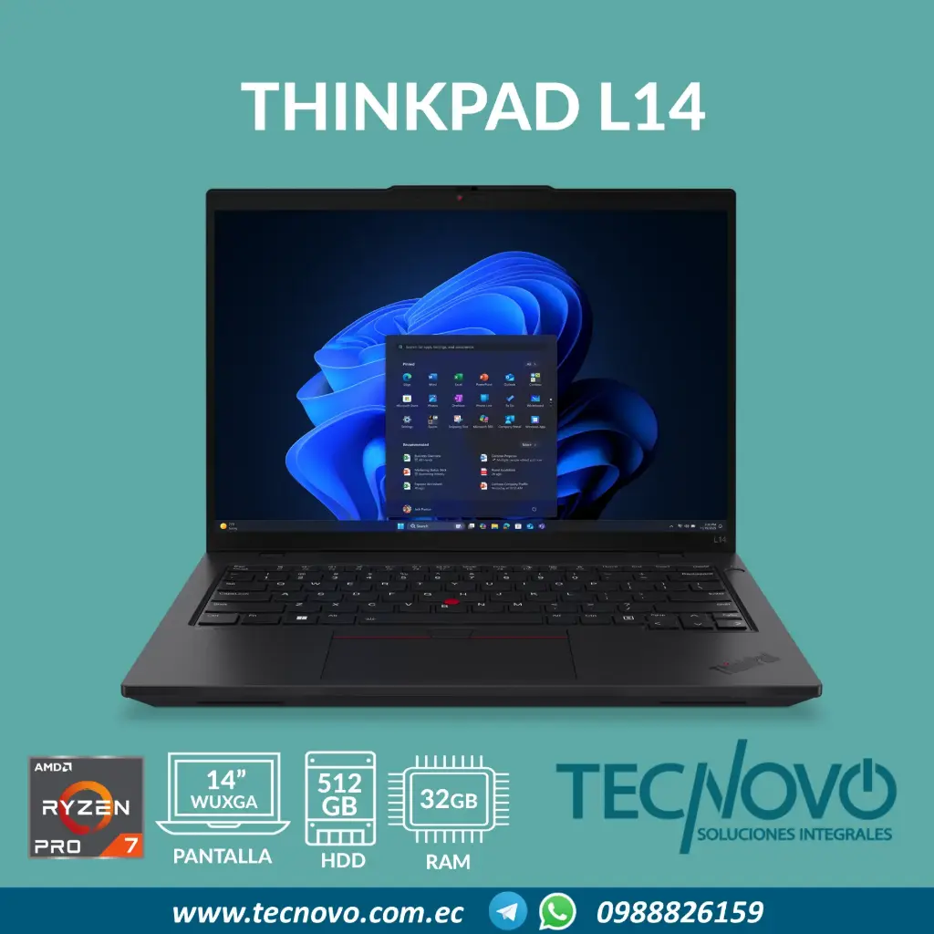 Laptop LENOVO ThinkPad L14 Ryzen 7 Pro 250 32GB 512GB-SSD 14" WUXGA