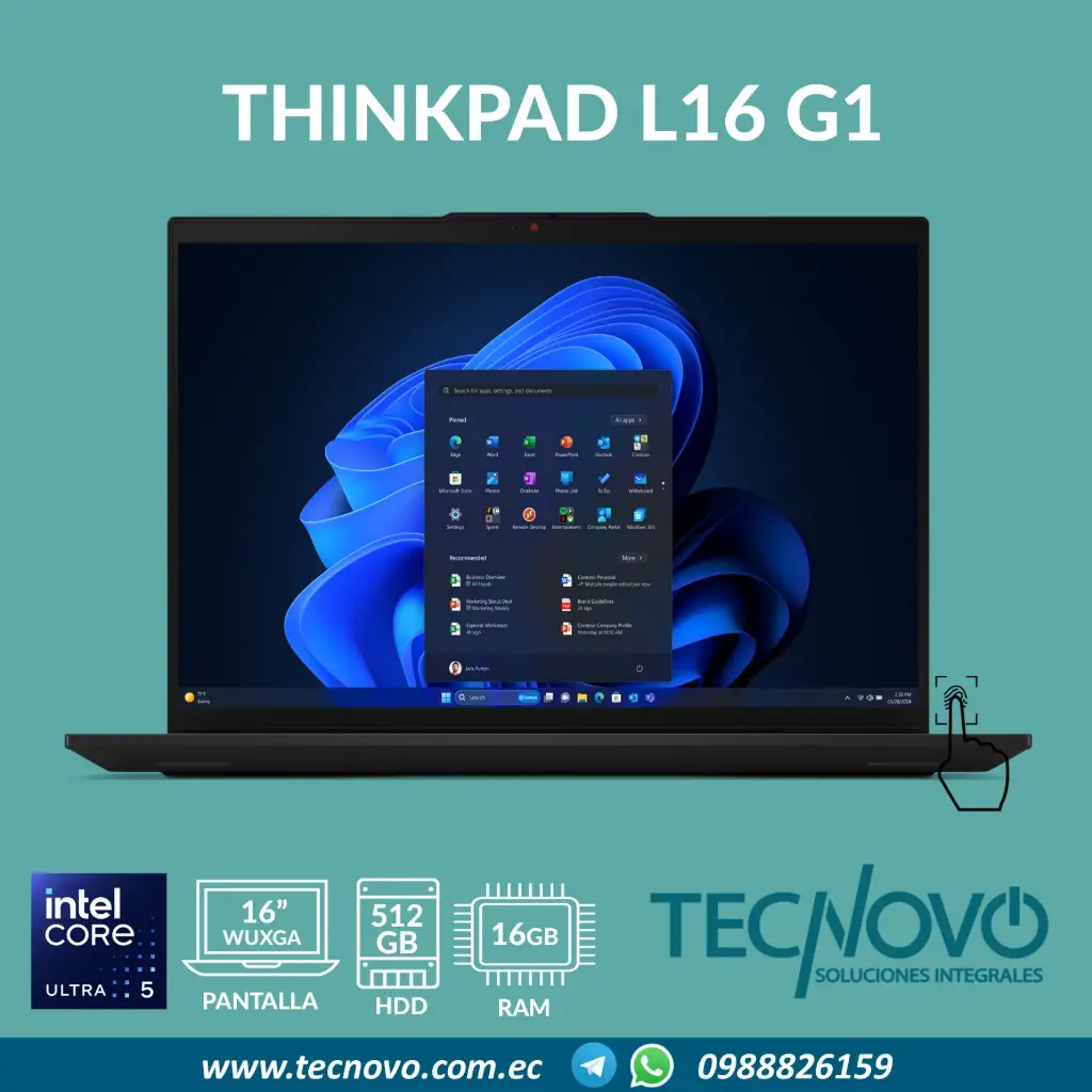 Laptop LENOVO ThinkPad L16 Intel Ultra 5-125U 16GB 512GB-SSD 16" WUXGA